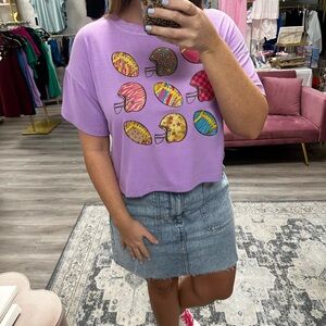 Zenana Outfitters Purple Graphic Blouse